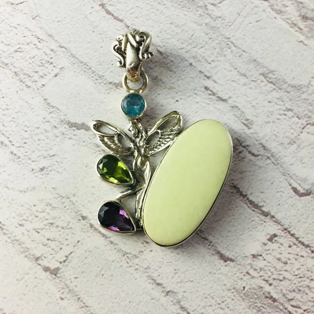 Sterling Silver Multi Gemstone Fairy Pendant